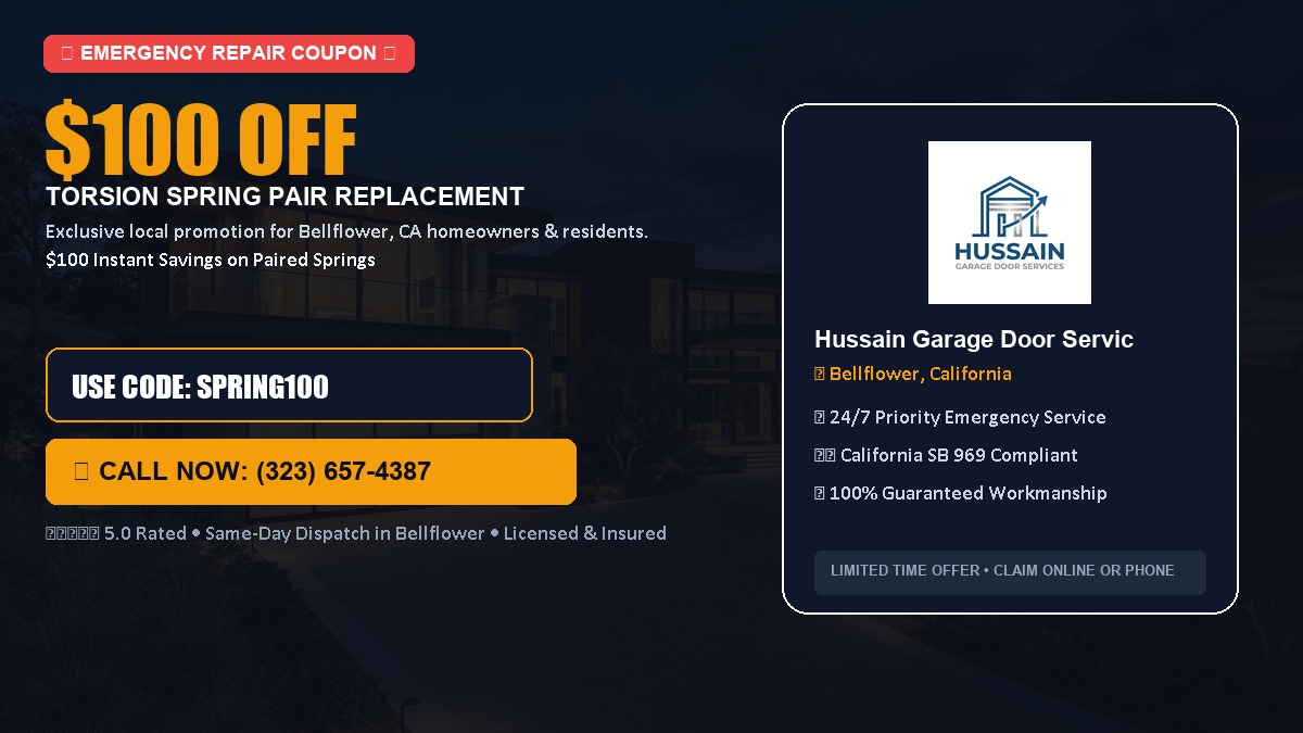 $100 OFF Heavy-Duty Torsion Spring Pair Replacement in Bellflower, CA